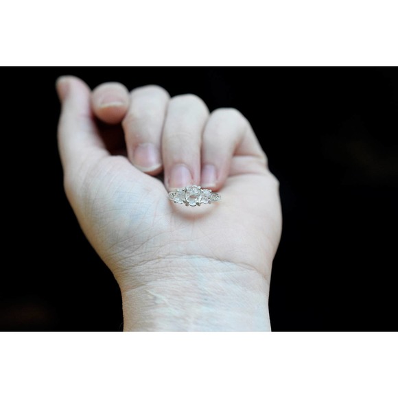 Alternative raw stone engagement ring Sterling Silver Promise Ring gift … - Picture 2 of 5